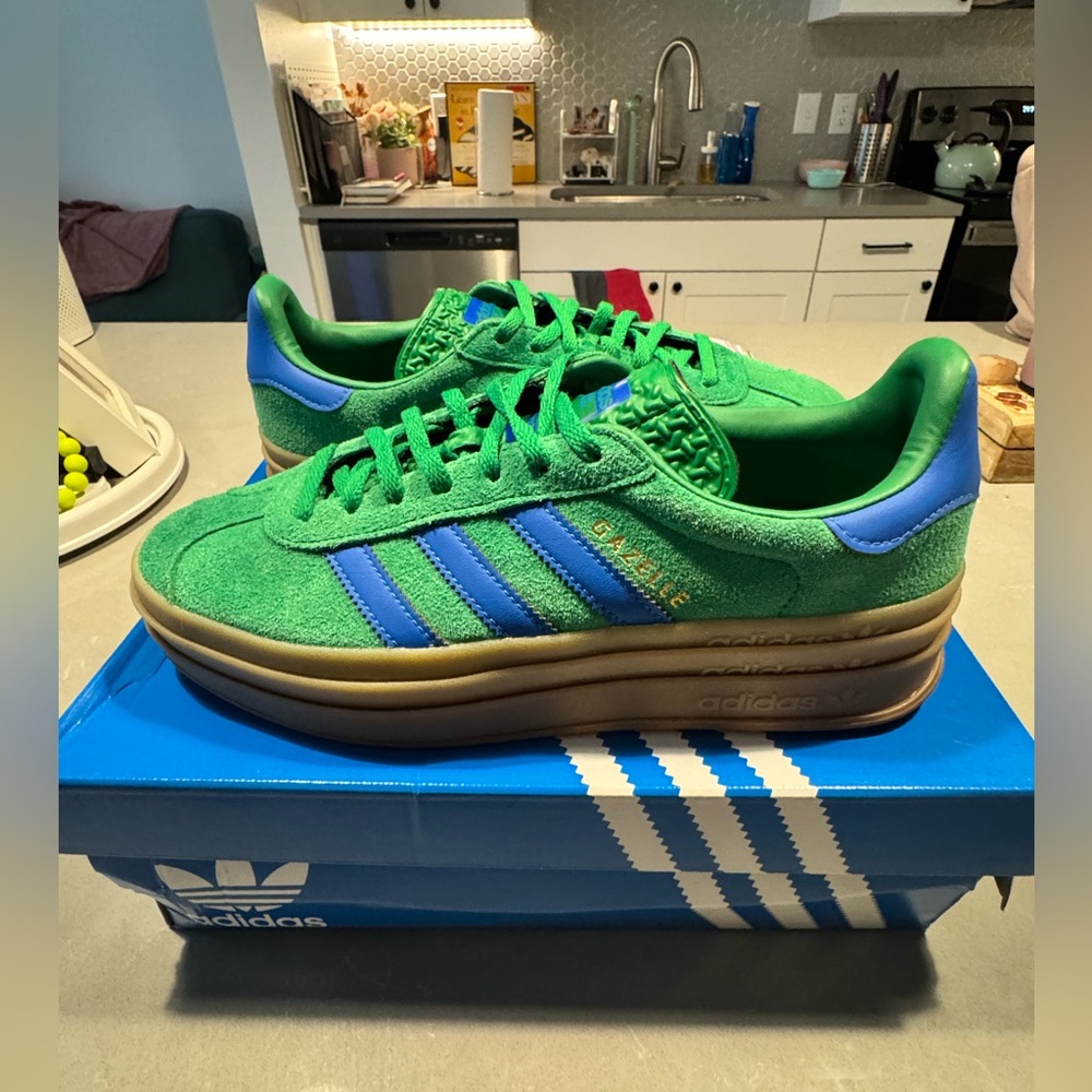 Blue & Green Adidas Gazelle Bolds